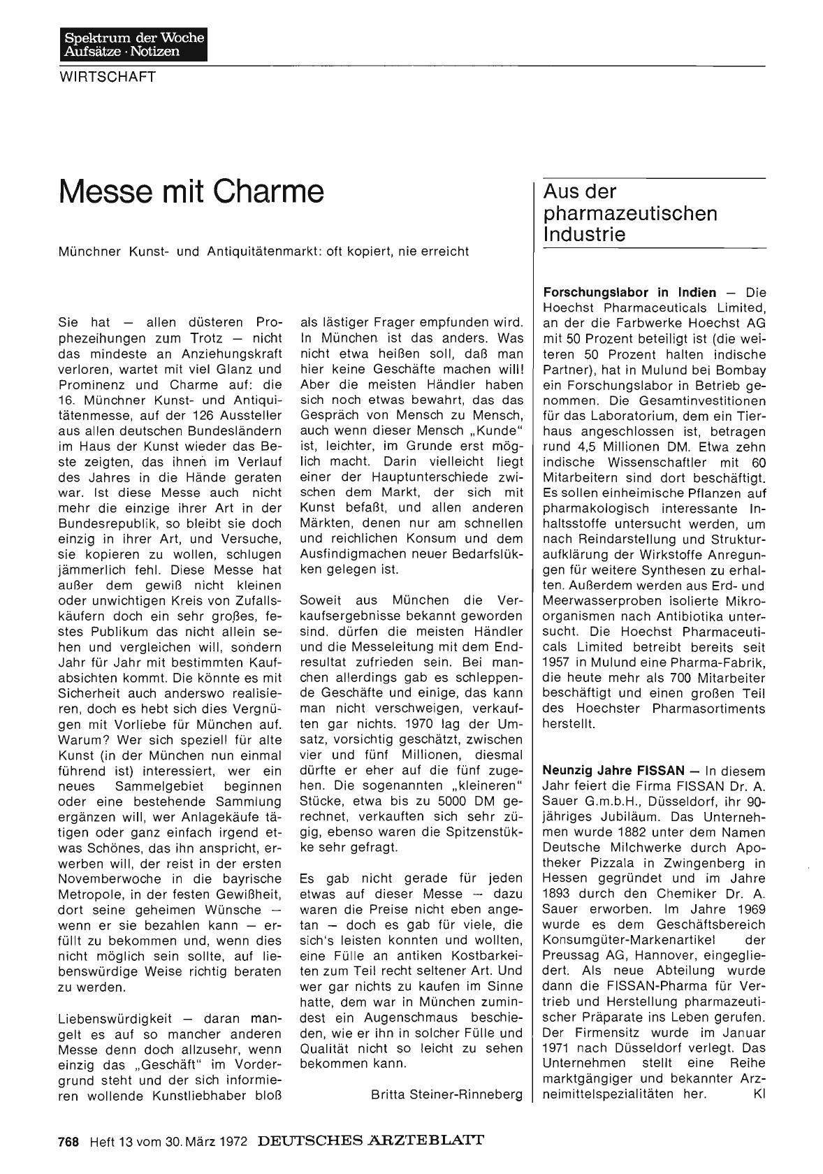 Vorschauseite 1: Aus der pharmazeutischen Industrie