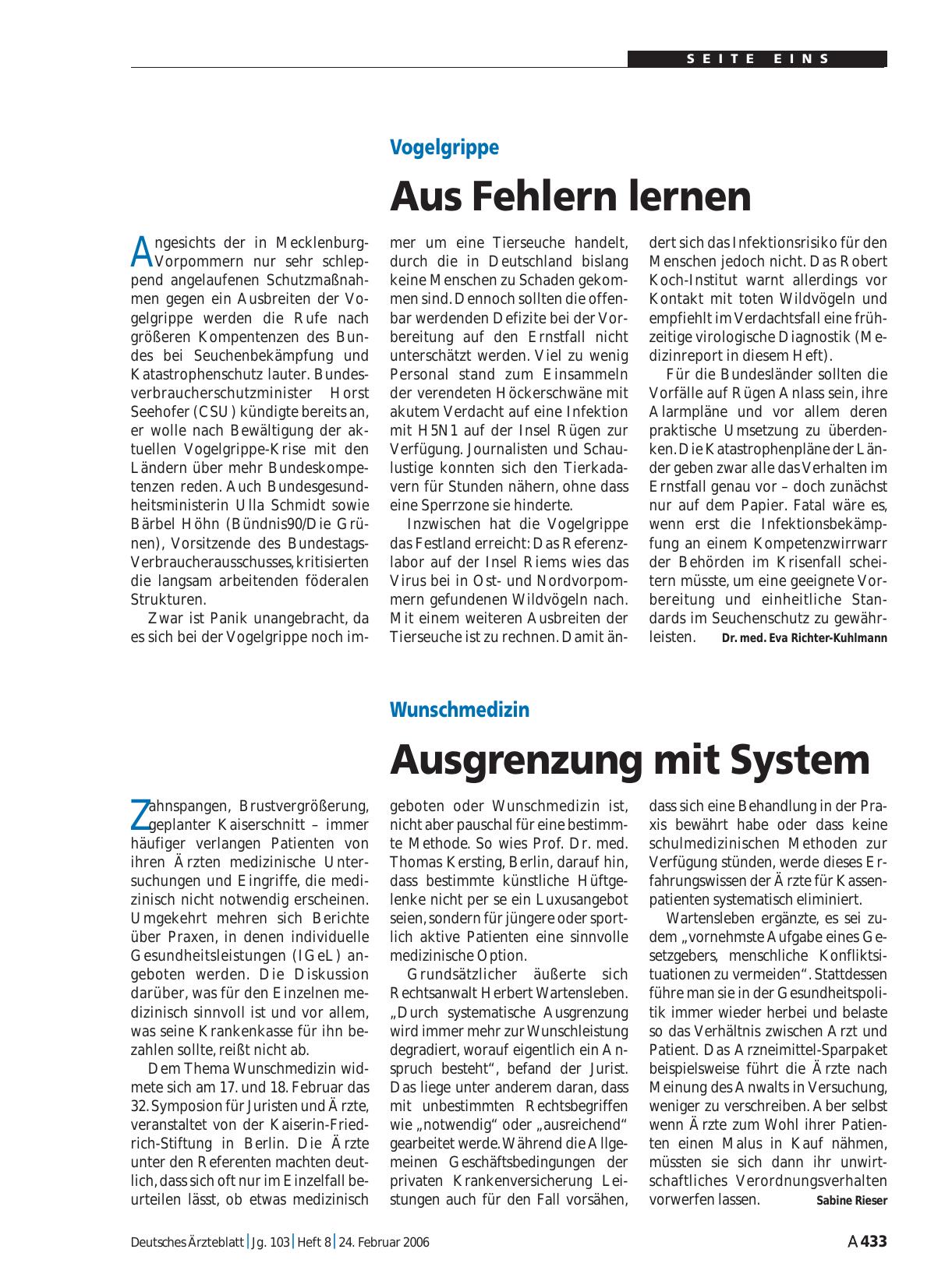 Vorschauseite 1: Wunschmedizin: Ausgrenzung mit System