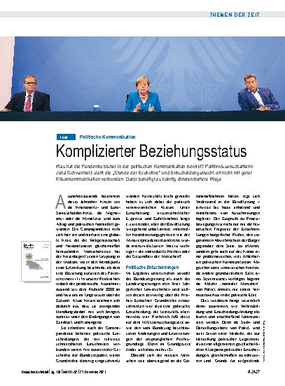 Vorschauseite 1: Politische Kommunikation: Komplizierter Beziehungsstatus