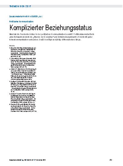 Vorschauseite 3: Politische Kommunikation: Komplizierter Beziehungsstatus