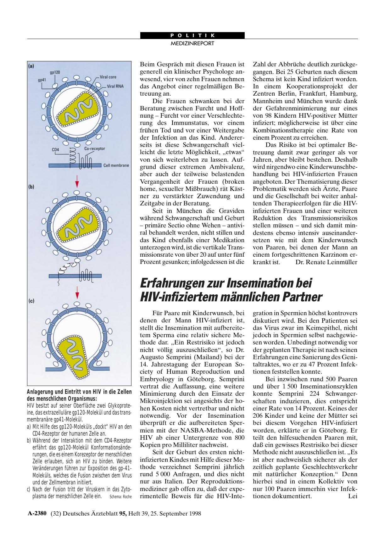 Vorschauseite 1: Strategien zur Vermeidung einer HIV-Infektion bei heterologer Insemination