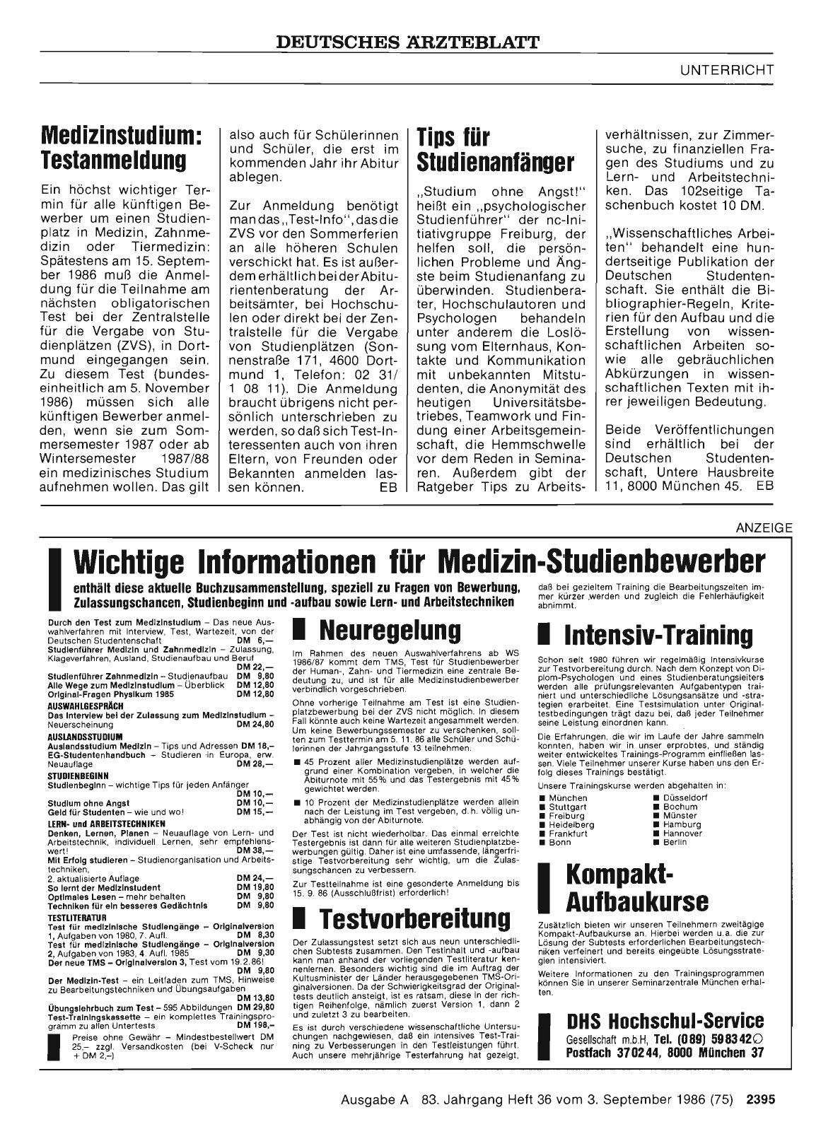 Vorschauseite 1: Tips für Studienanfänger