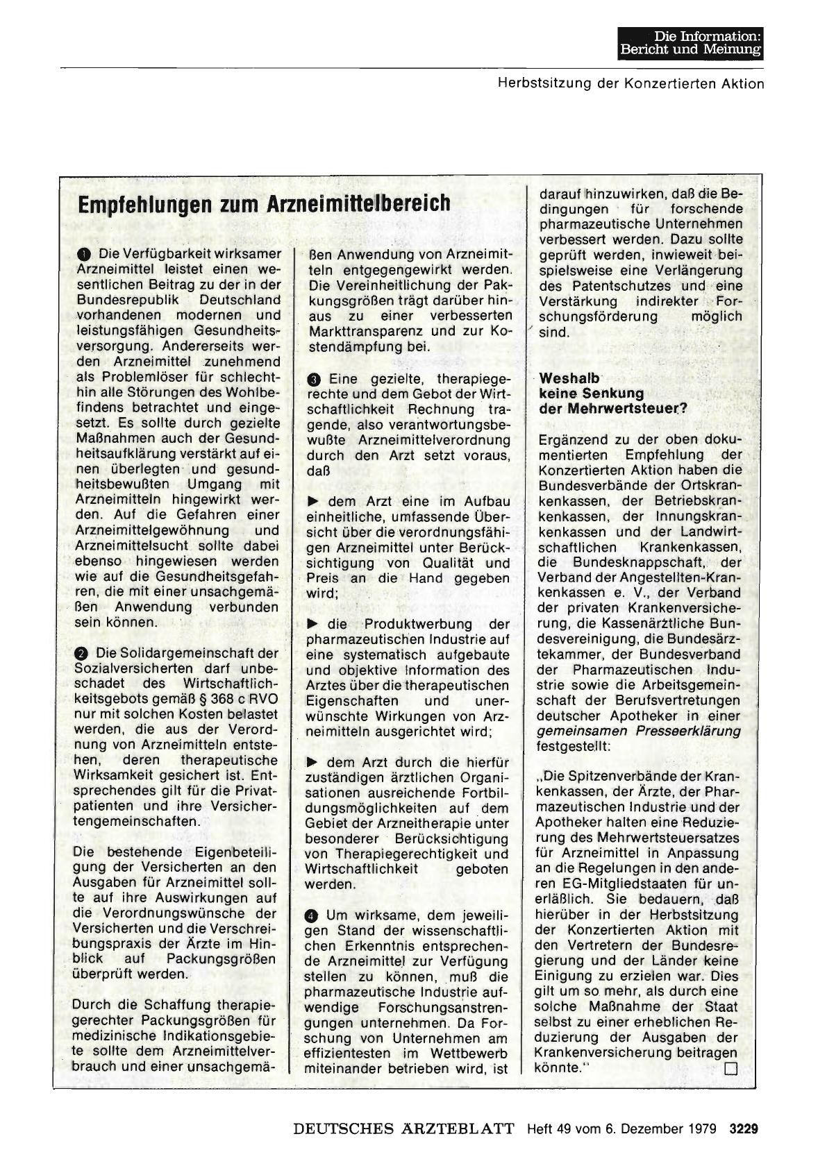 Vorschauseite 1: Empfehlungen zum Arzneimittelbereich