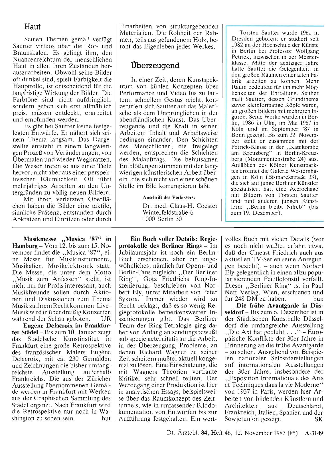 Vorschauseite 1: Musikmesse „Musica '87“ in Hamburg