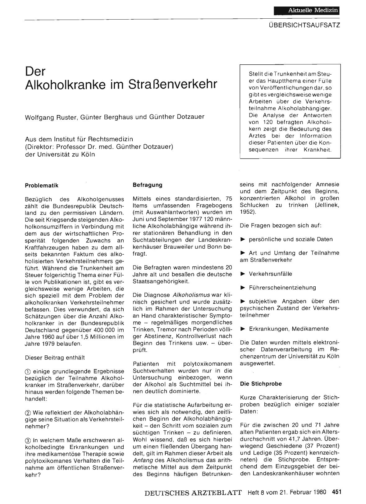 Vorschauseite 1: Der Alkoholkranke im Straßenverkehr