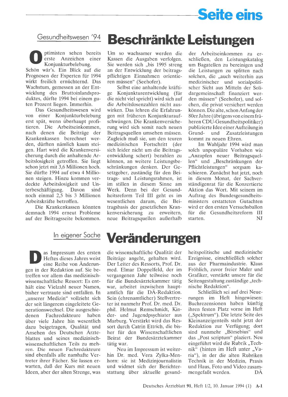 Vorschauseite 1: In eigener Sache: Veränderungen
