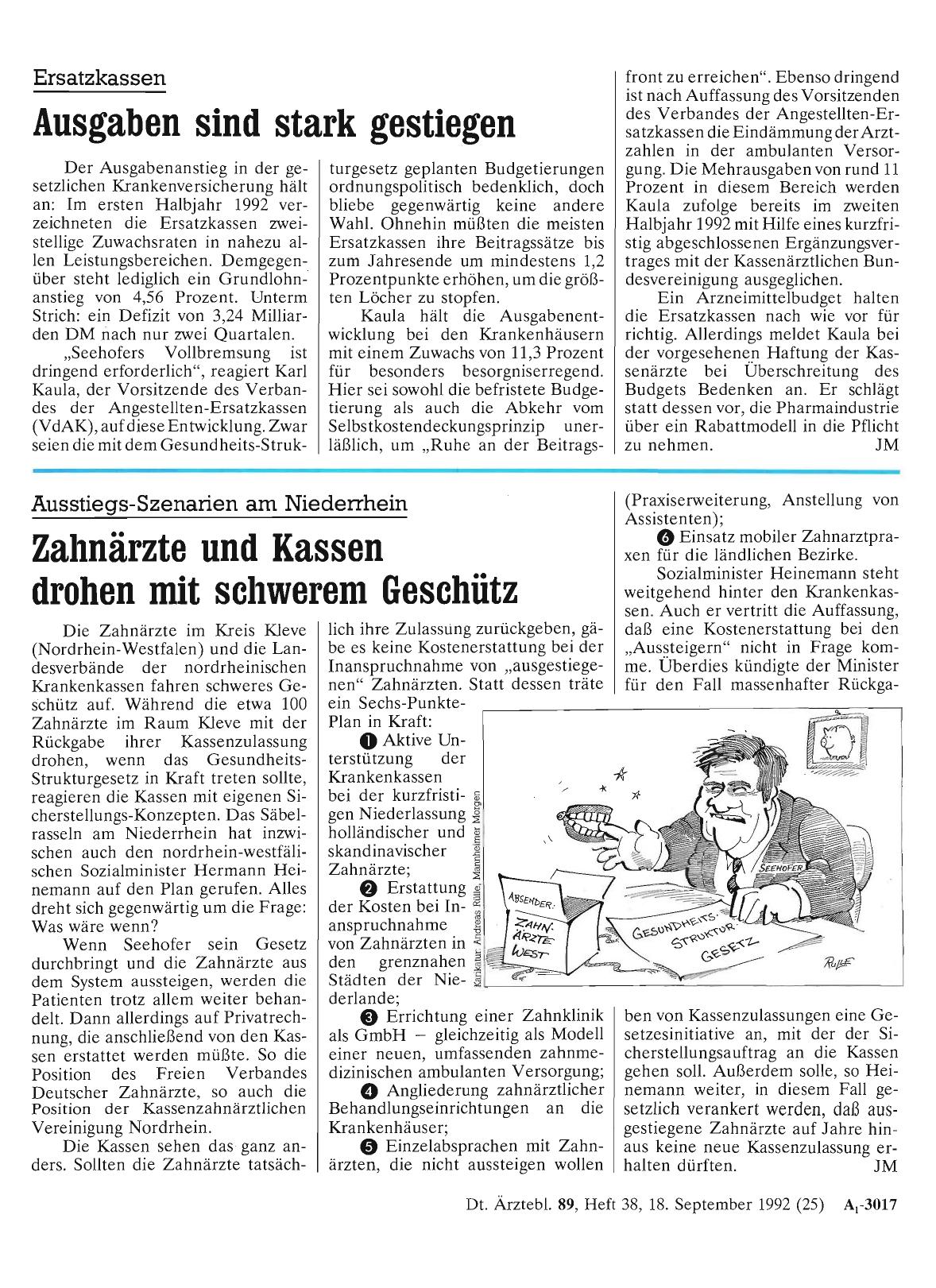 Vorschauseite 1: Ersatzkassen: Ausgaben sind stark gestiegen