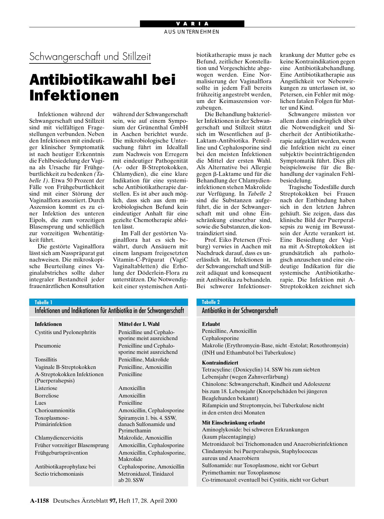 Vorschauseite 1: Schwangerschaft und Stillzeit: Antibiotikawahl bei Infektionen
