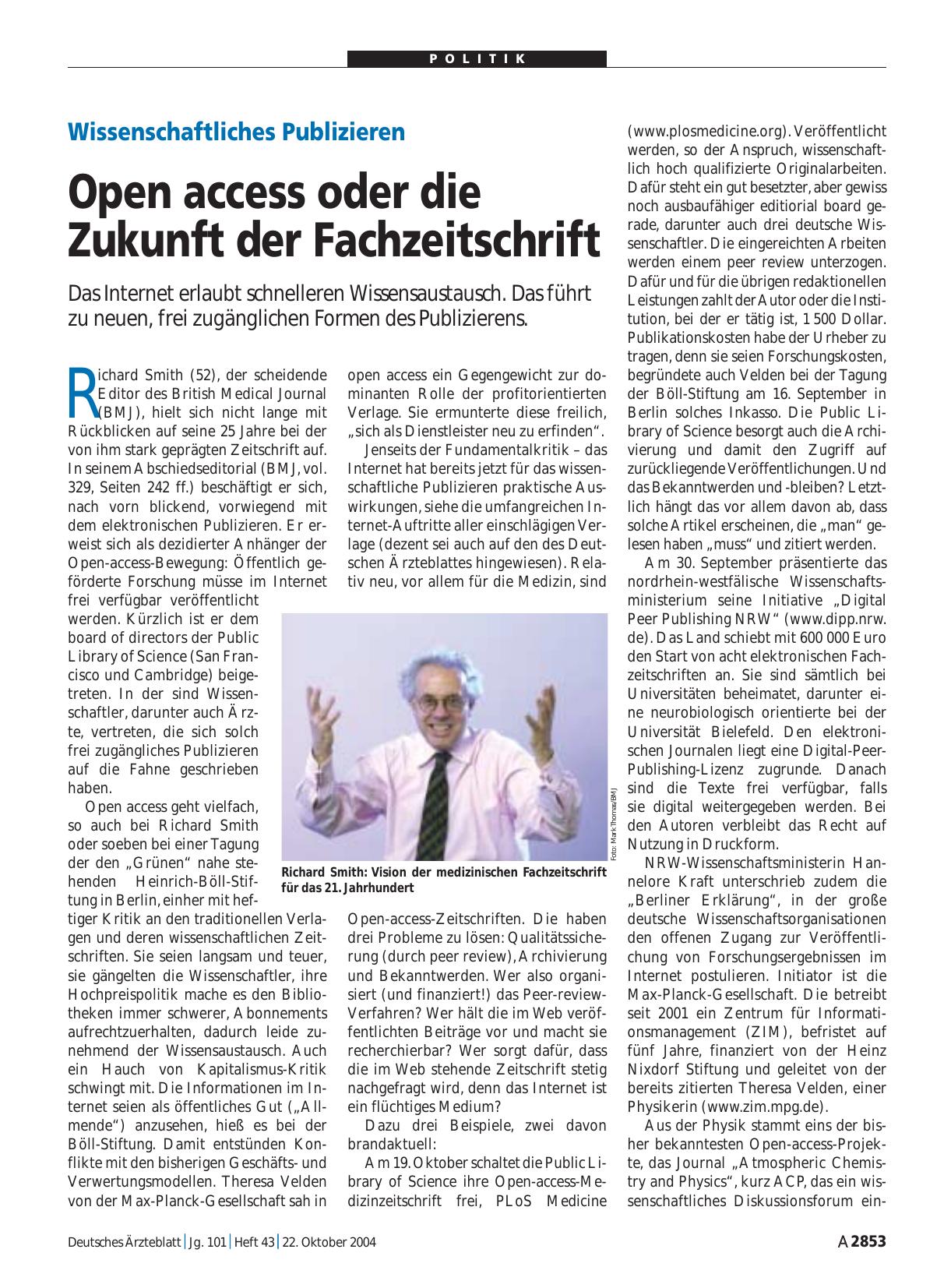Vorschauseite 1: Wissenschaftliches Publizieren: Open access oder die Zukunft der Fachzeitschrift