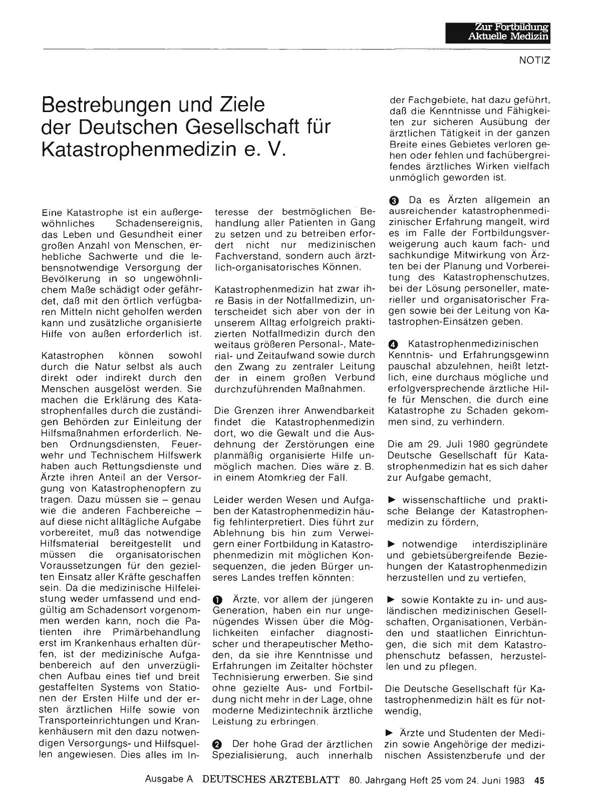 Vorschauseite 1: Bestrebungen und Ziele der Deutschen Gesellschaft für Katastrophenmedizin e. V.