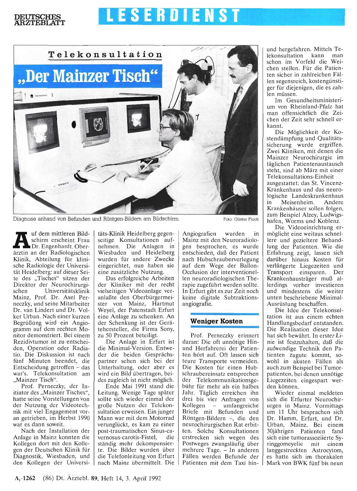 Vorschauseite 1: Telekonsultation: „Der Mainzer Tisch“