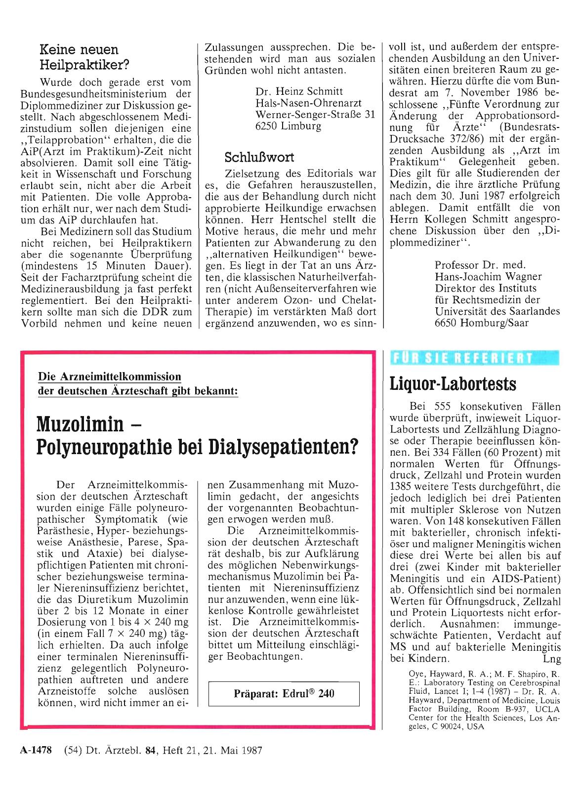 Vorschauseite 1: Liquor-Labortests