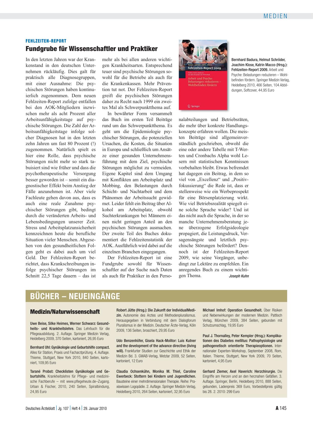Vorschauseite 1: Fehlzeiten-Report: Fundgrube für Wissenschaftler und Praktiker