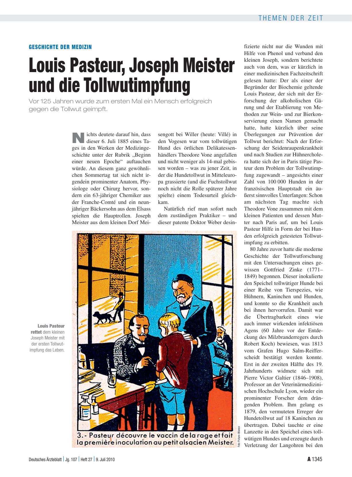 Vorschauseite 1: Geschichte der Medizin: Louis Pasteur, Joseph Meister und die Tollwutimpfung