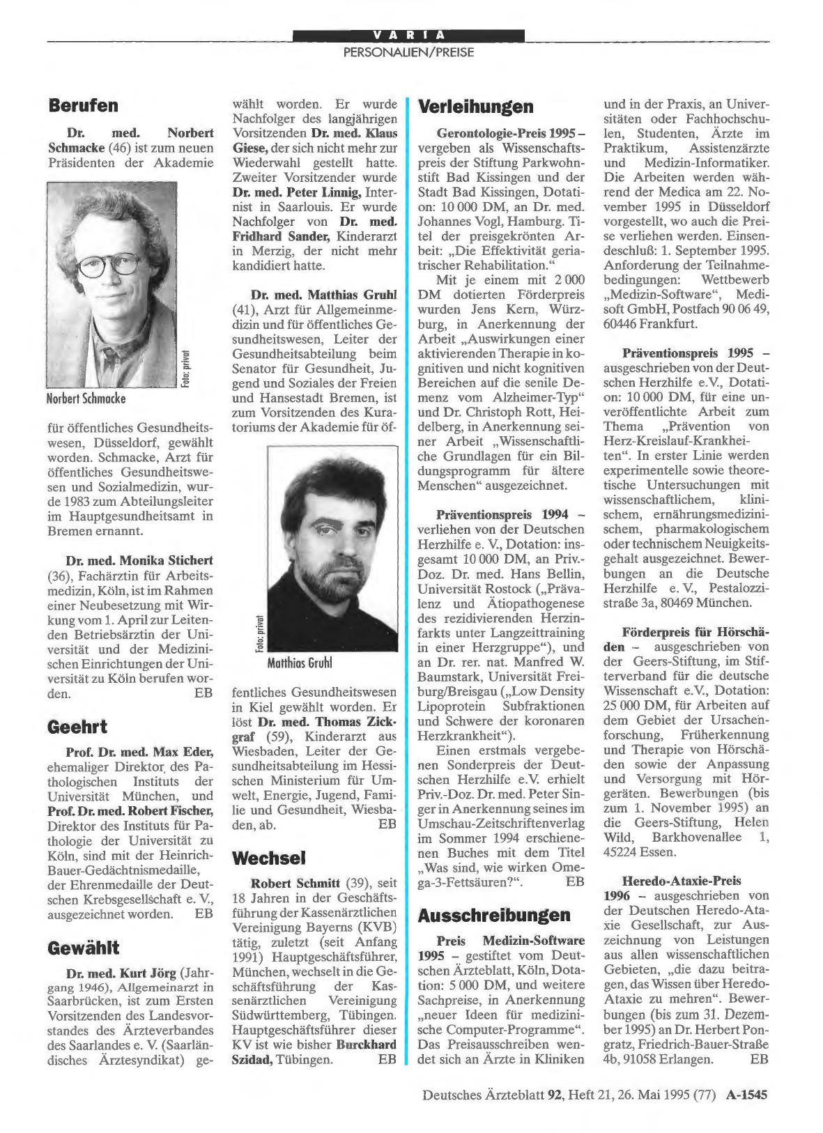 Vorschauseite 1: Verleihungen