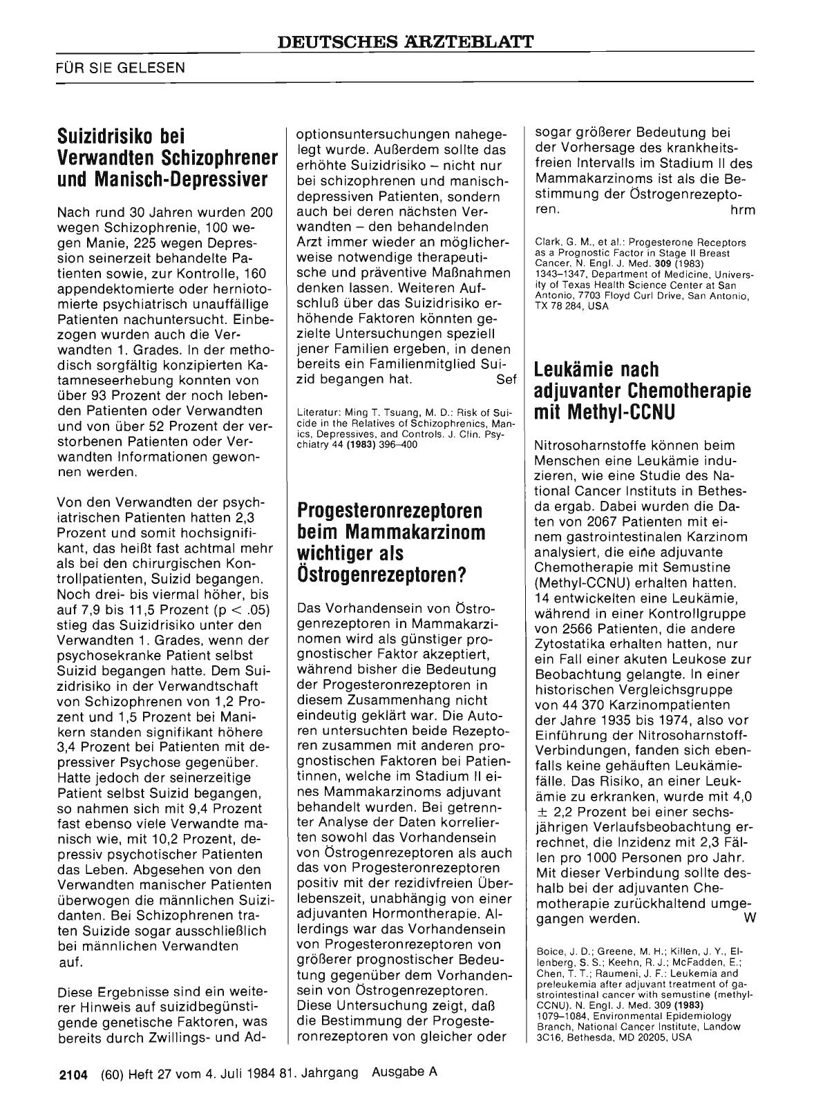 Vorschauseite 1: Suizidrisiko bei Verwandten Schizophrener und Manisch-Depressiver