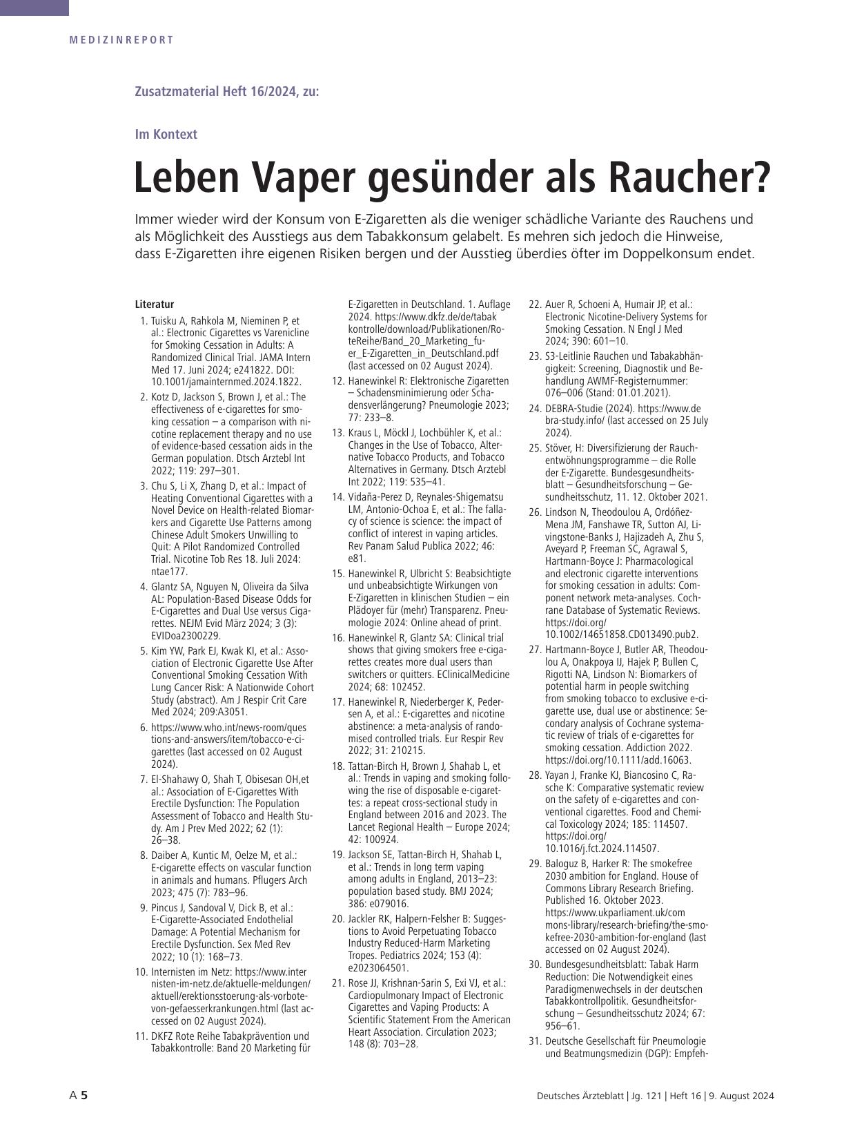 Vorschauseite 6: E-Zigaretten: Leben Vaper gesünder als Raucher?