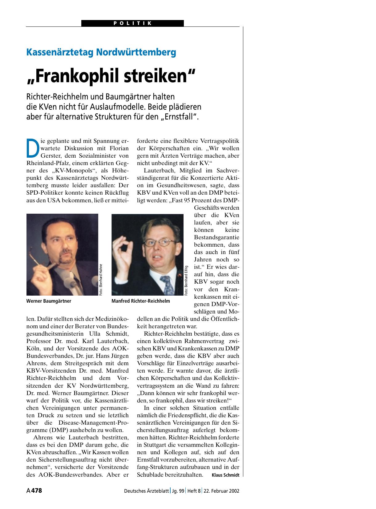 Vorschauseite 1: Kassenärztetag Nordwürttemberg: „Frankophil streiken“