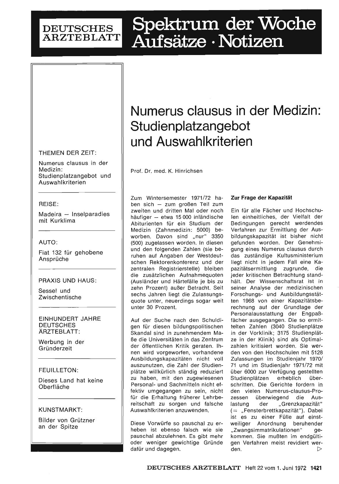 Vorschauseite 1: Numerus clausus in der Medizin: Studienplatzangebot und Auswahlkriterien