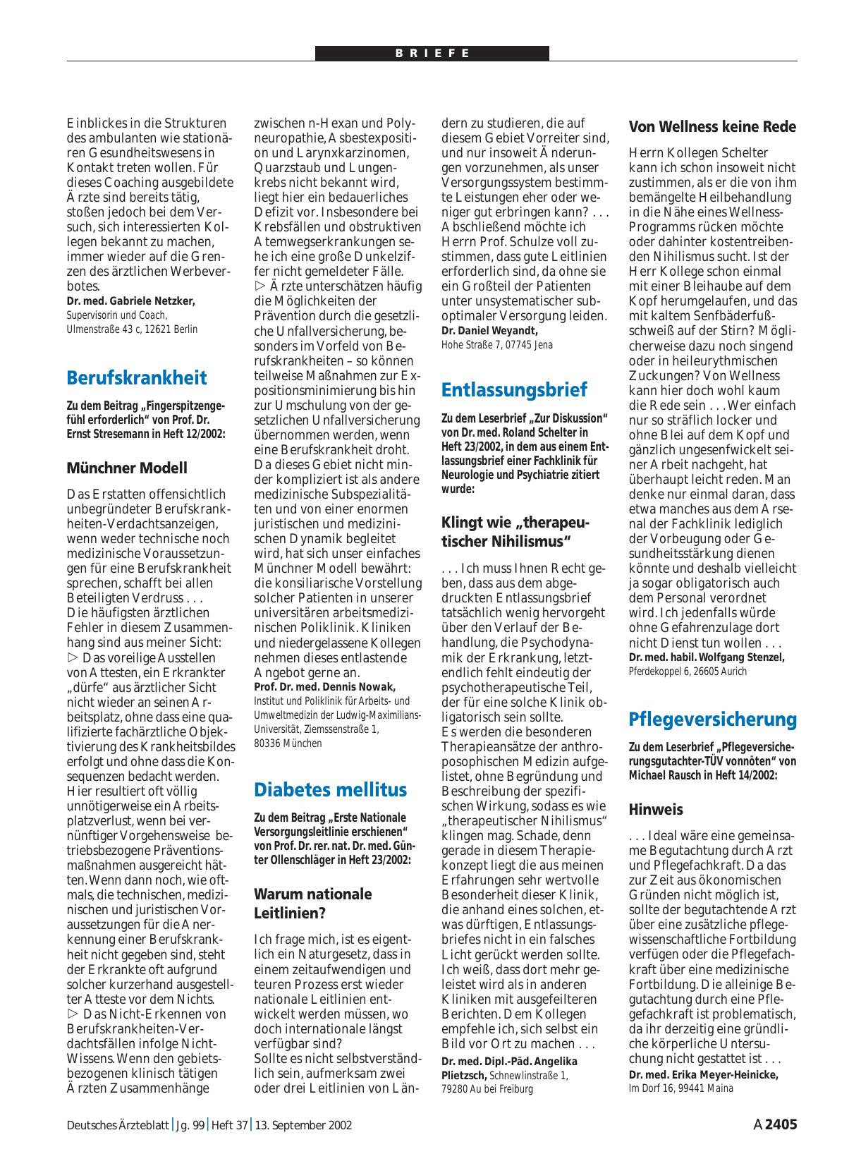 Vorschauseite 1: Entlassungsbrief: Von Wellness keine Rede