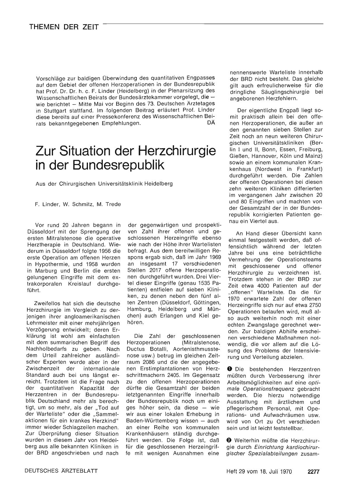 Vorschauseite 1: Zur Situation der Herzchirurgie in der Bundesrepublik