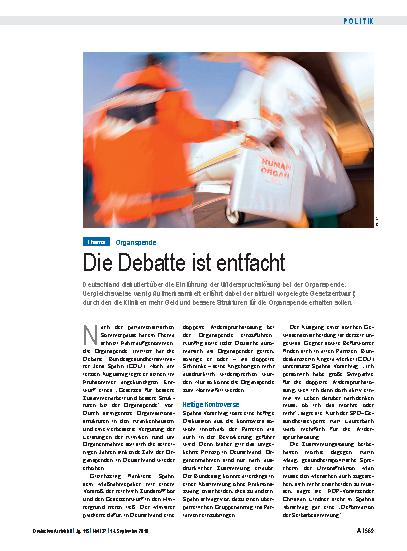 Vorschauseite 1: Organspende: Die Debatte ist entfacht