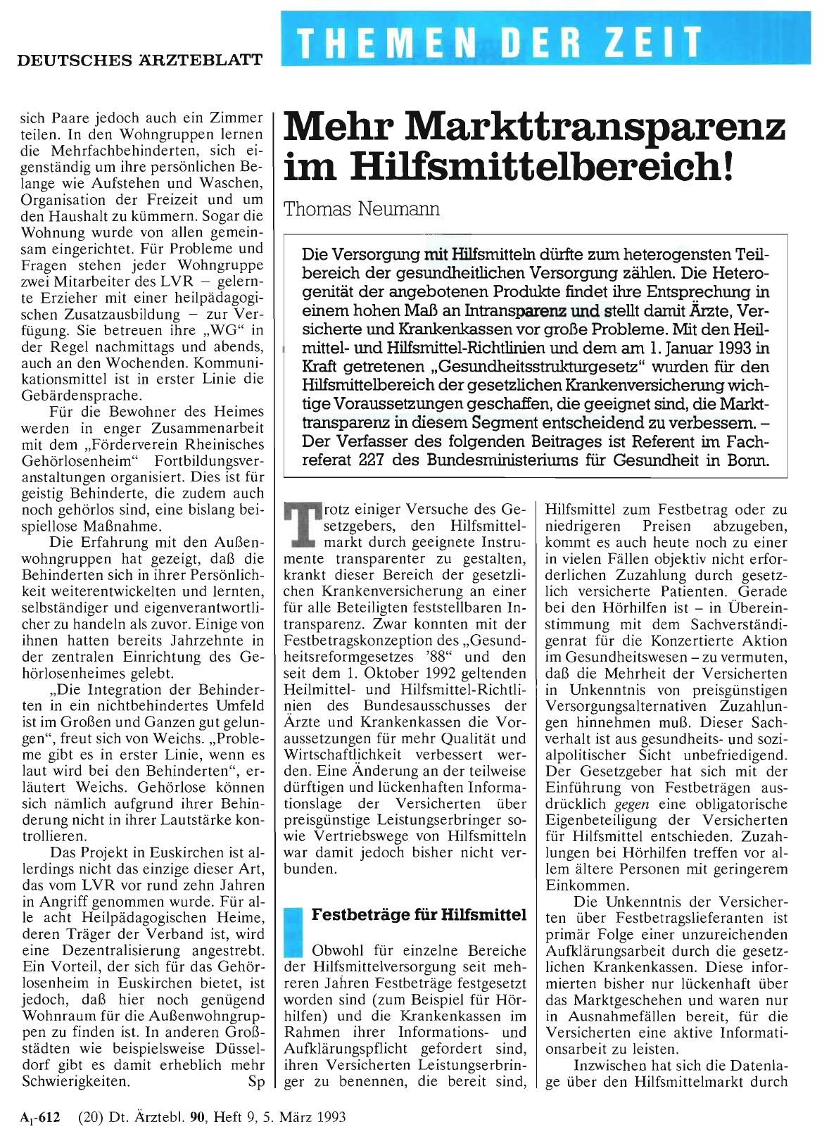 Vorschauseite 1: Mehr Markttransparenz im Hilfsmittelbereich!