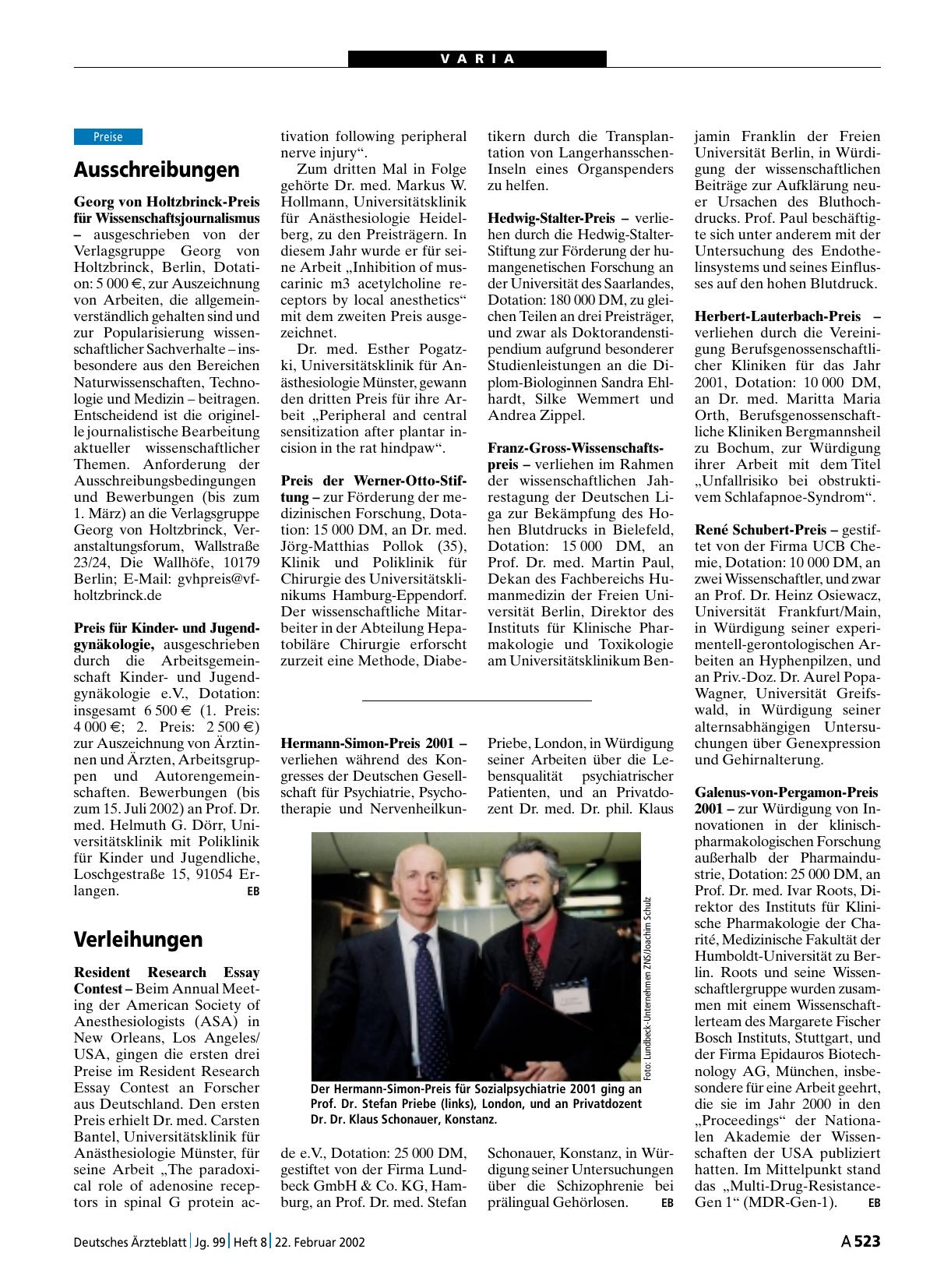 Vorschauseite 1: Ausschreibungen