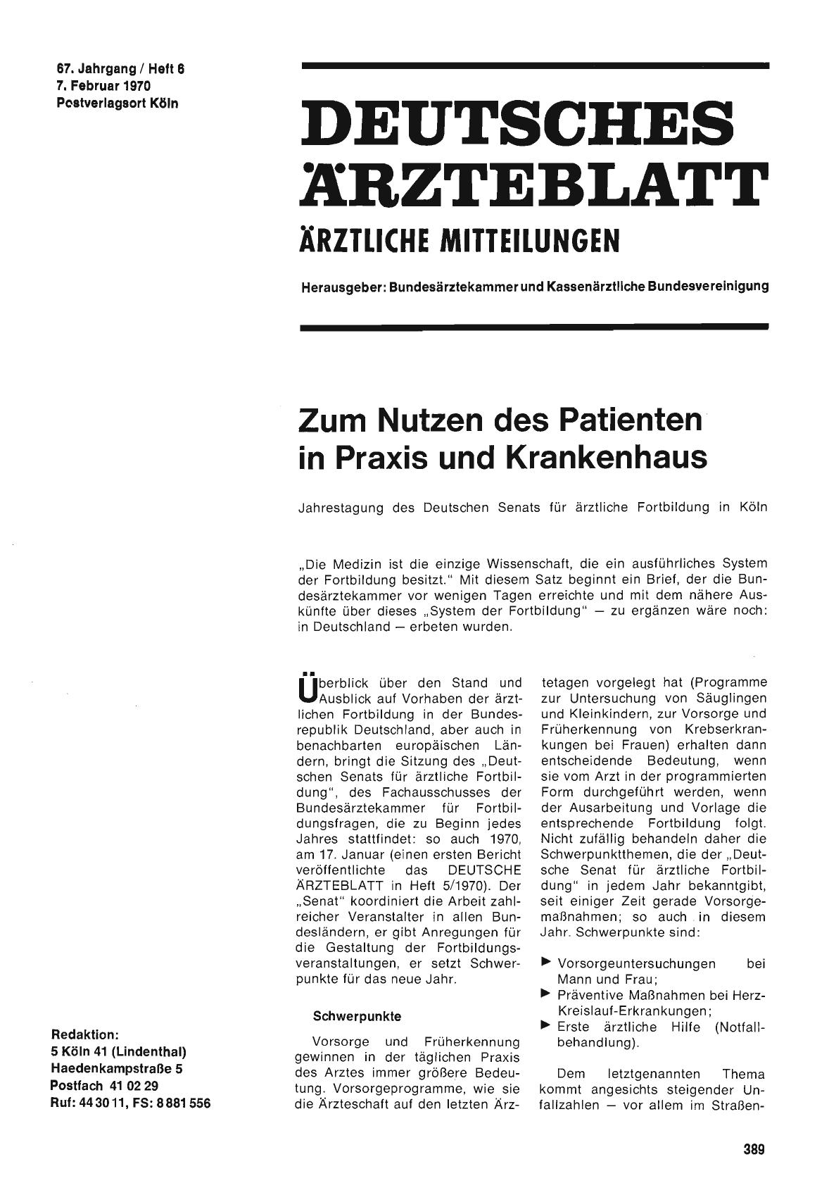 Vorschauseite 1: Zum Nutzen des Patienten in Praxis und Krankenhaus