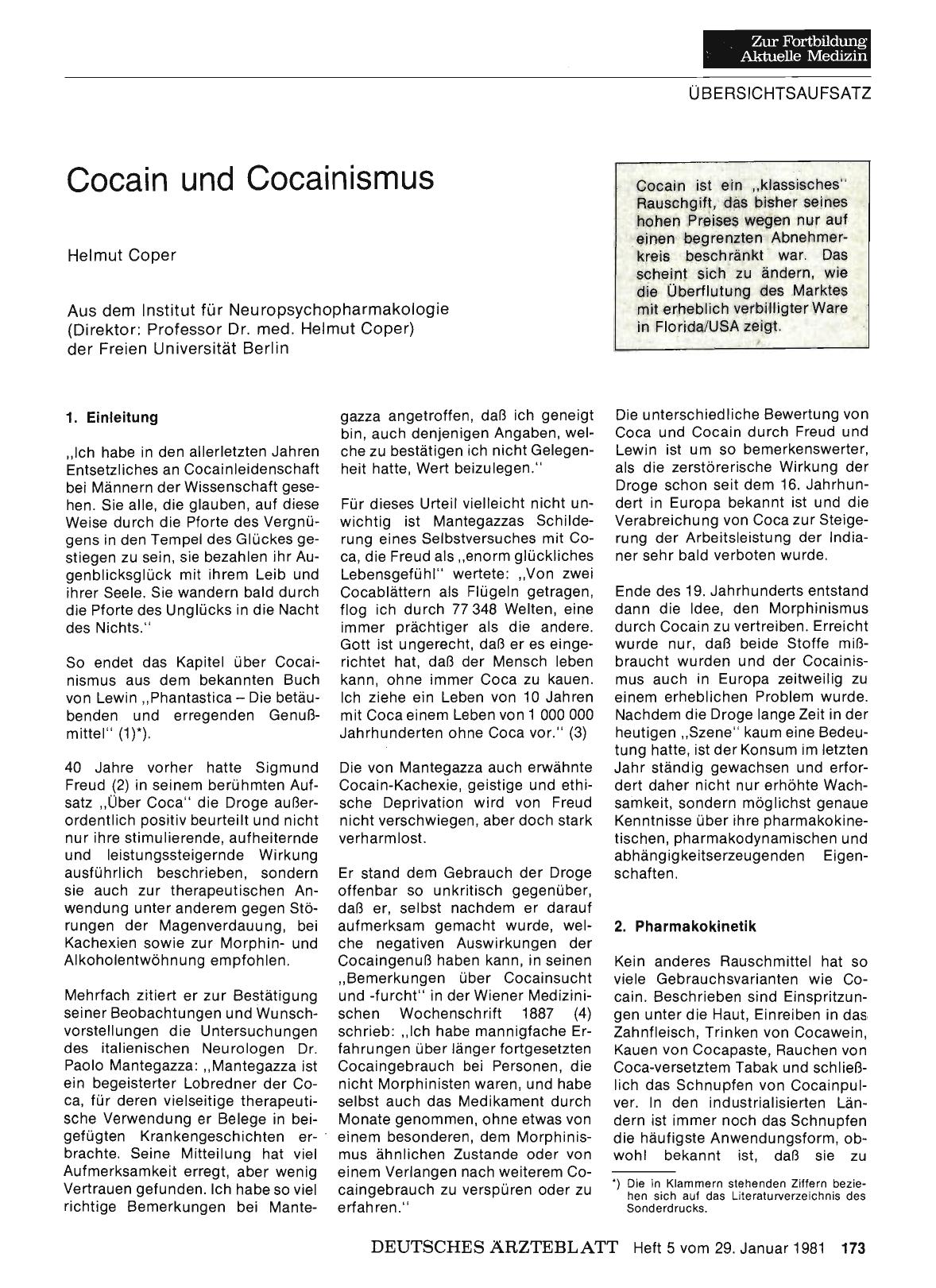 Vorschauseite 1: Cocain und Cocainismus