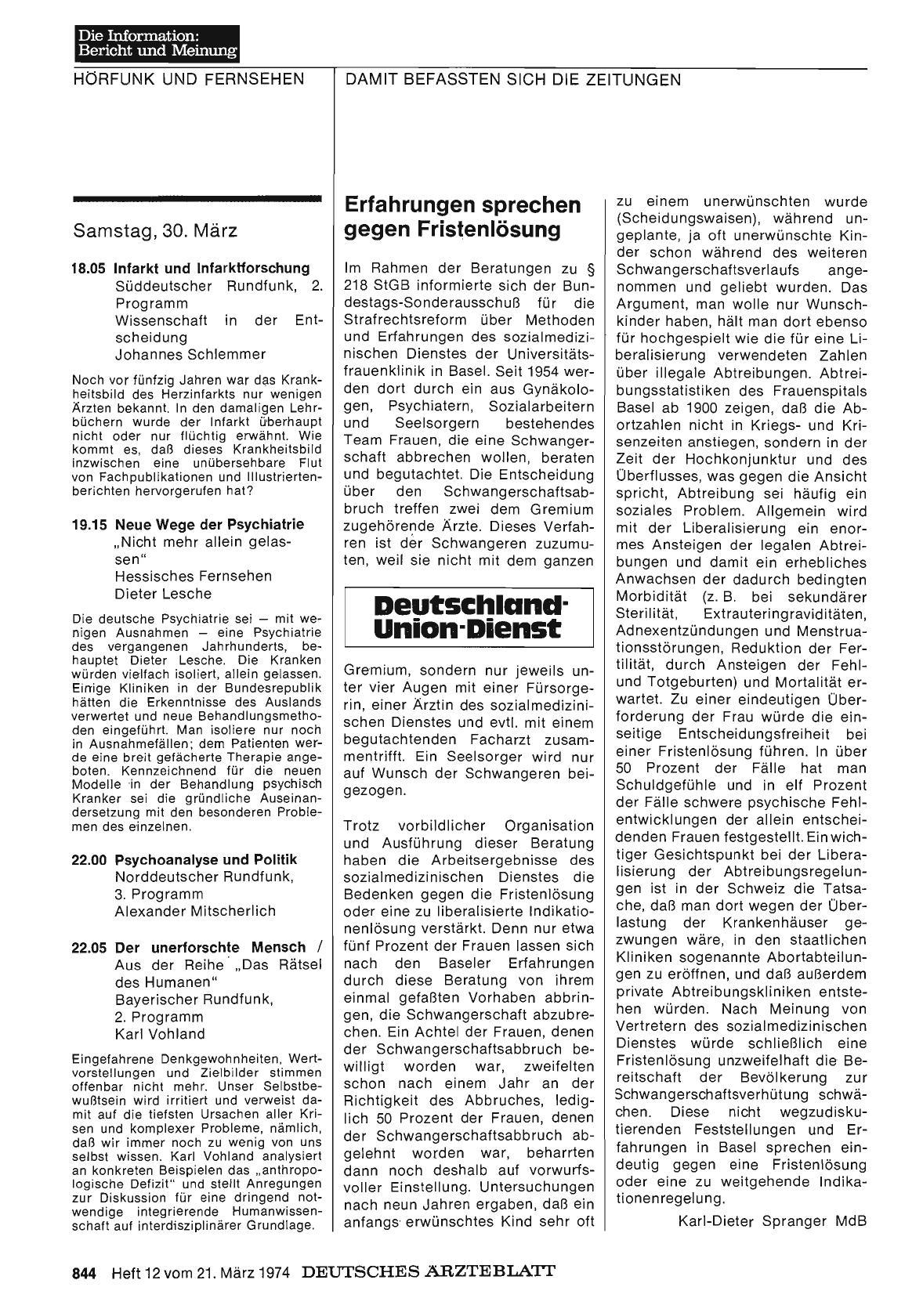 Vorschauseite 1: Erfahrungen sprechen gegen Fristenlösung