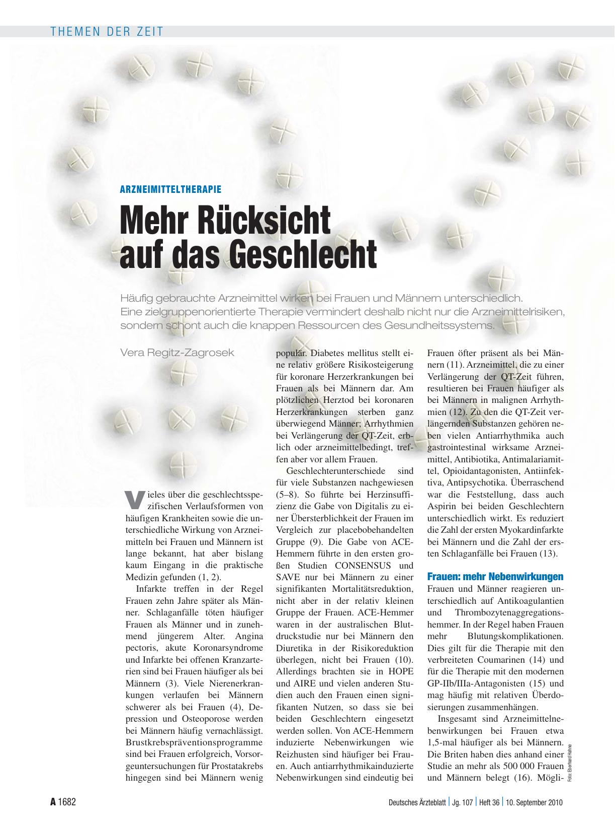 Vorschauseite 1: Arzneimitteltherapie: Mehr Rücksicht auf das Geschlecht