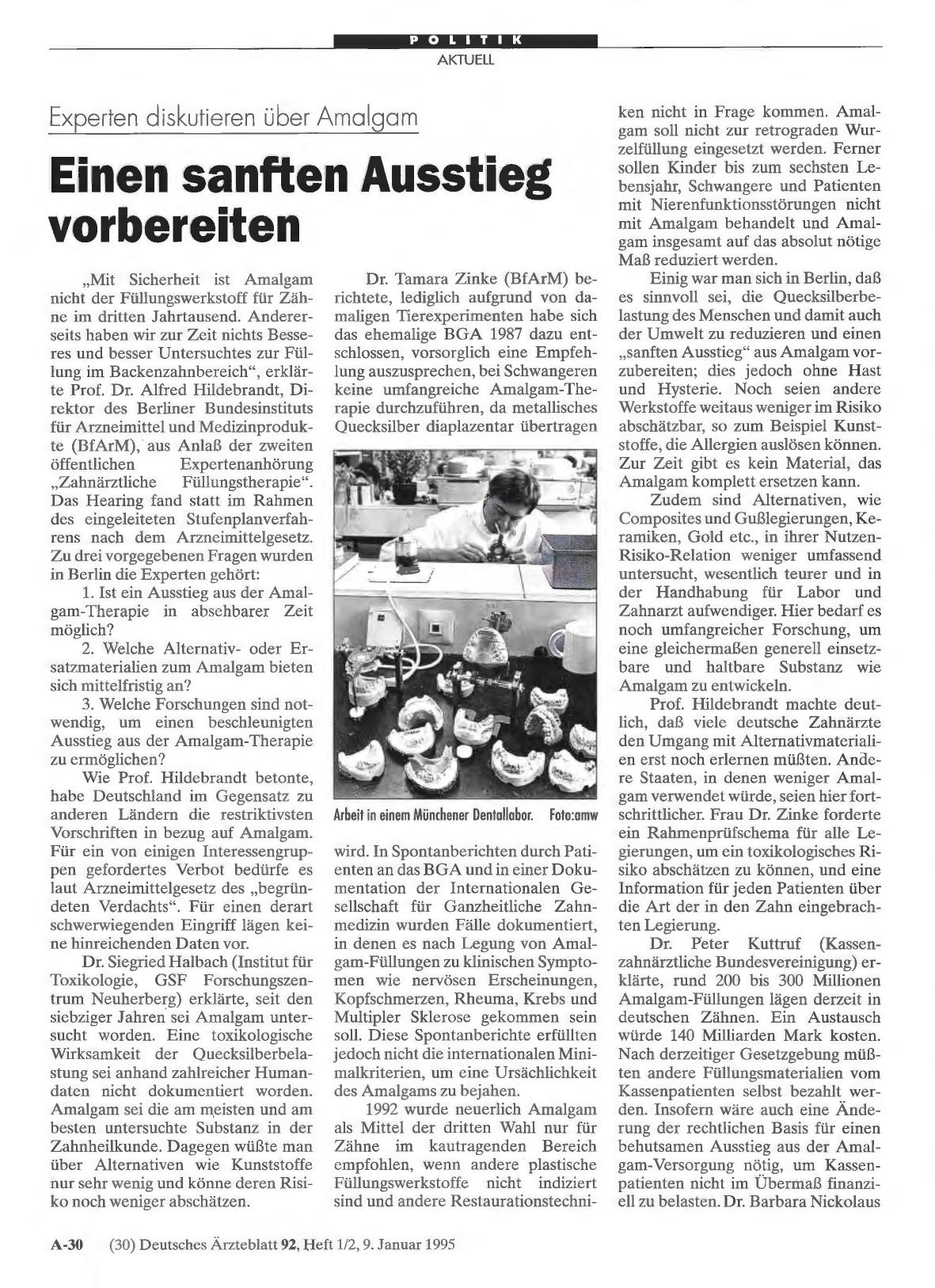 Vorschauseite 1: Experten diskutieren über Amalgam: Einen sanften Ausstieg vorbereiten