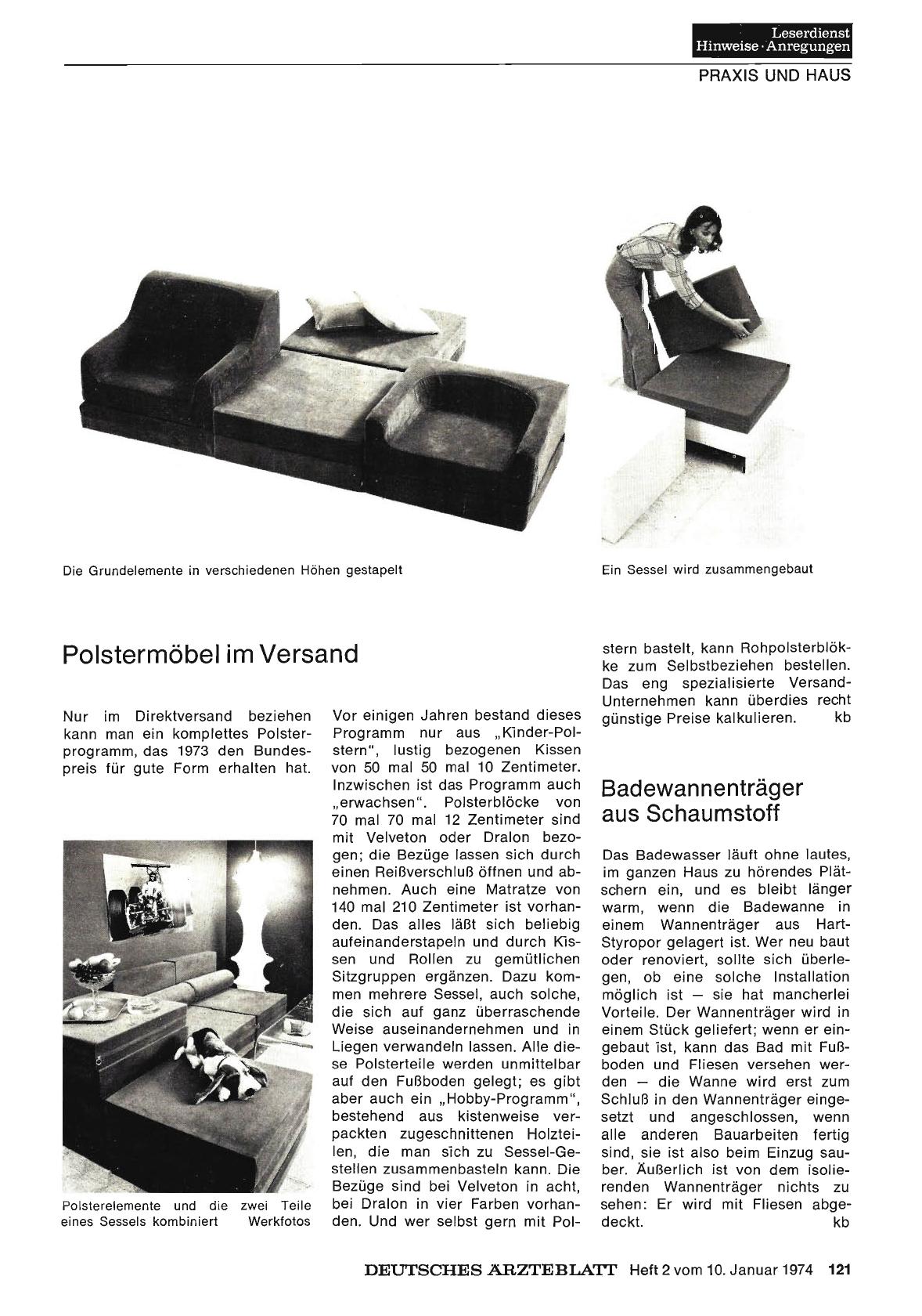 Vorschauseite 1: Polstermöbel im Versand