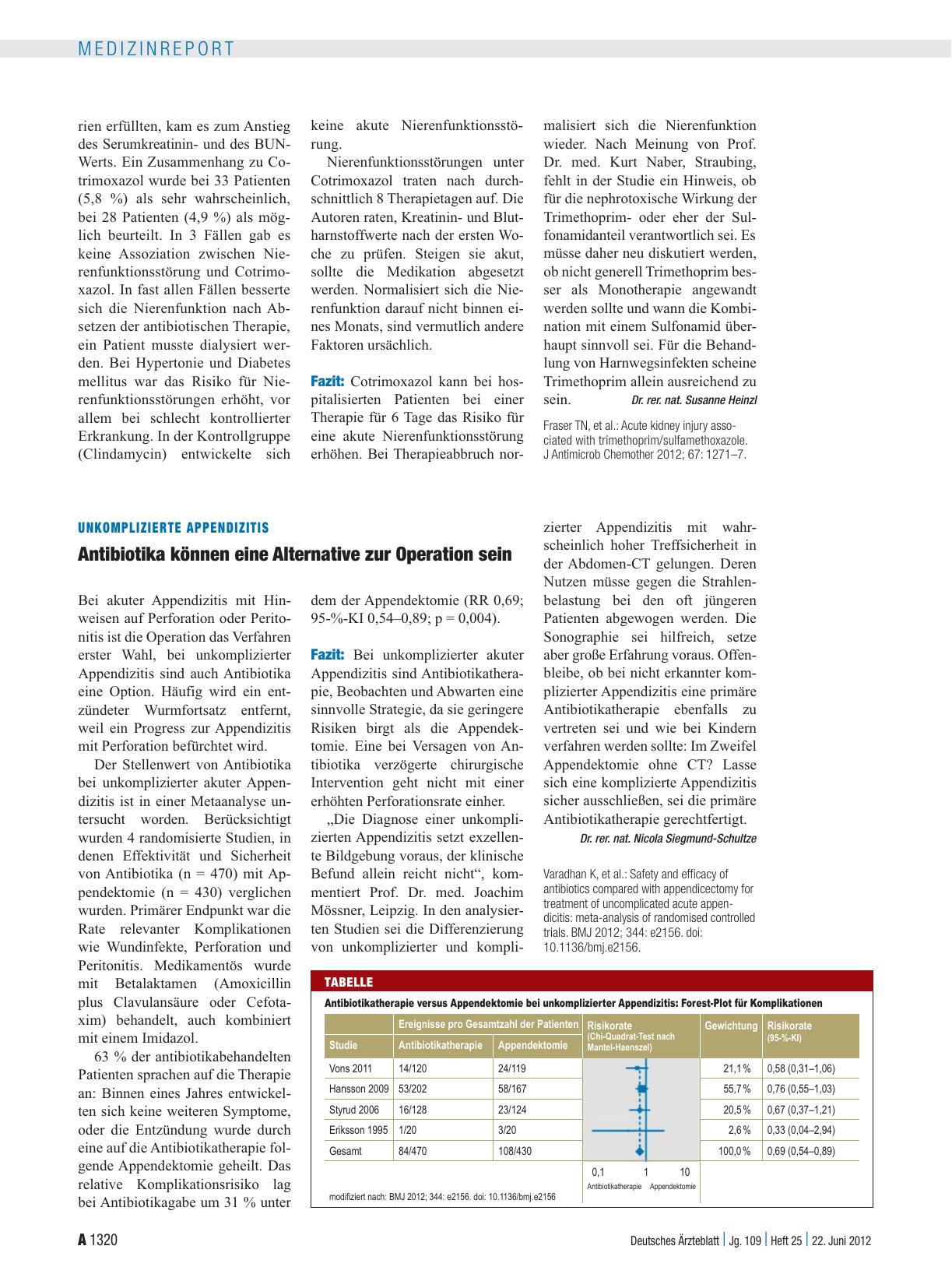 Vorschauseite 1: Unkomplizierte Appendizitis: Antibiotika können eine Alternative zur Operation sein