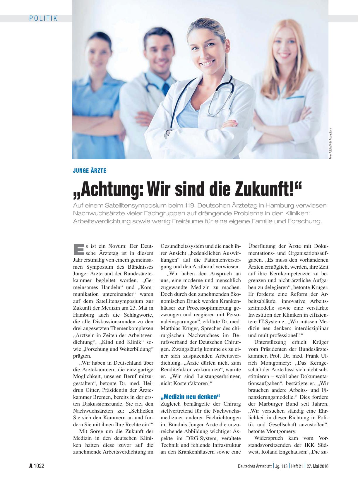 Vorschauseite 1: Junge Ärzte: „Achtung: Wir sind die Zukunft!“