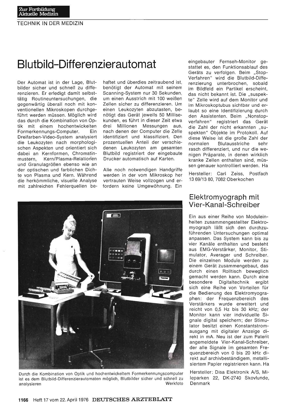 Vorschauseite 1: Blutbild-Differenzierautomat