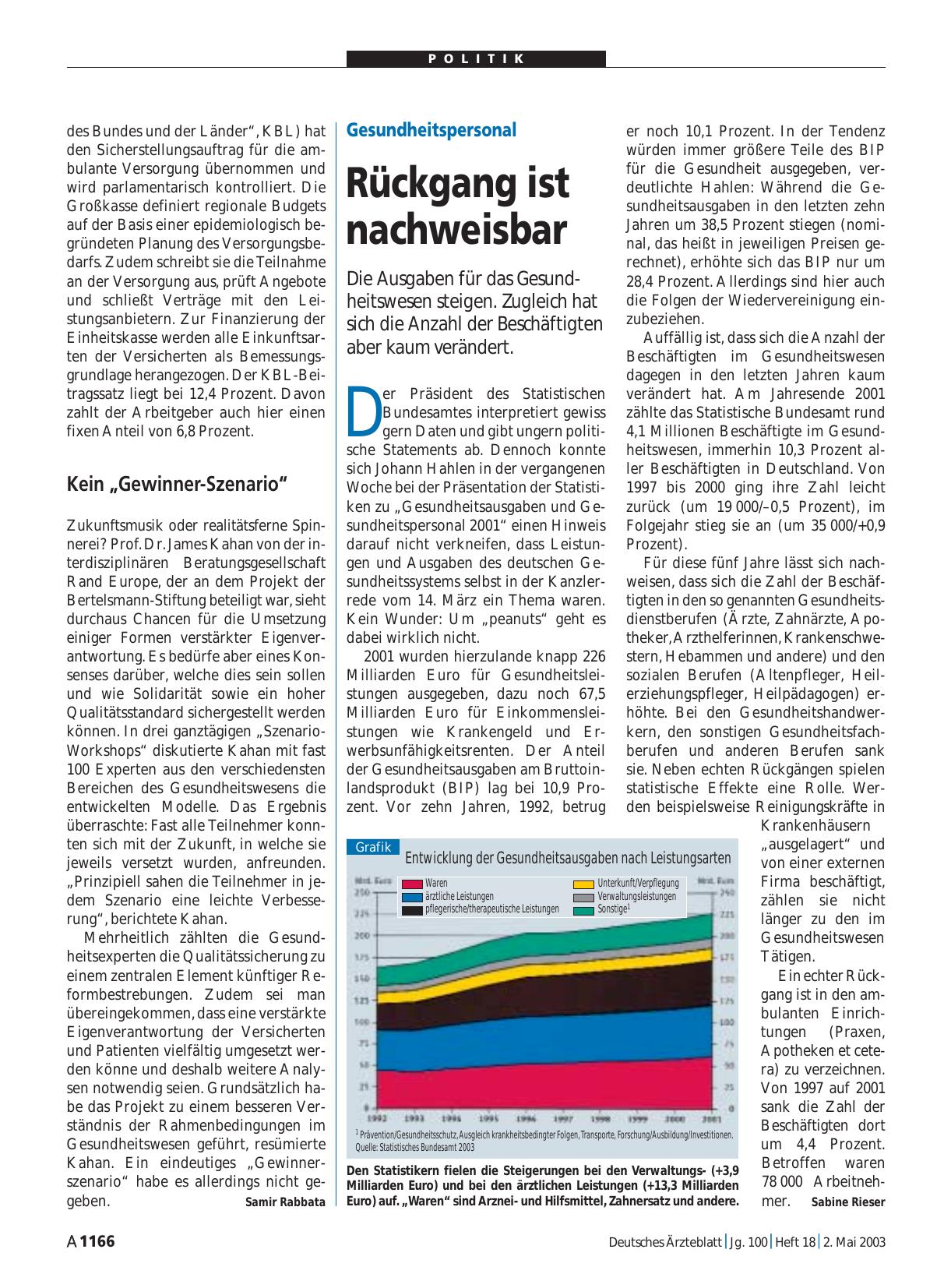 Vorschauseite 1: Gesundheitspersonal: Rückgang ist nachweisbar