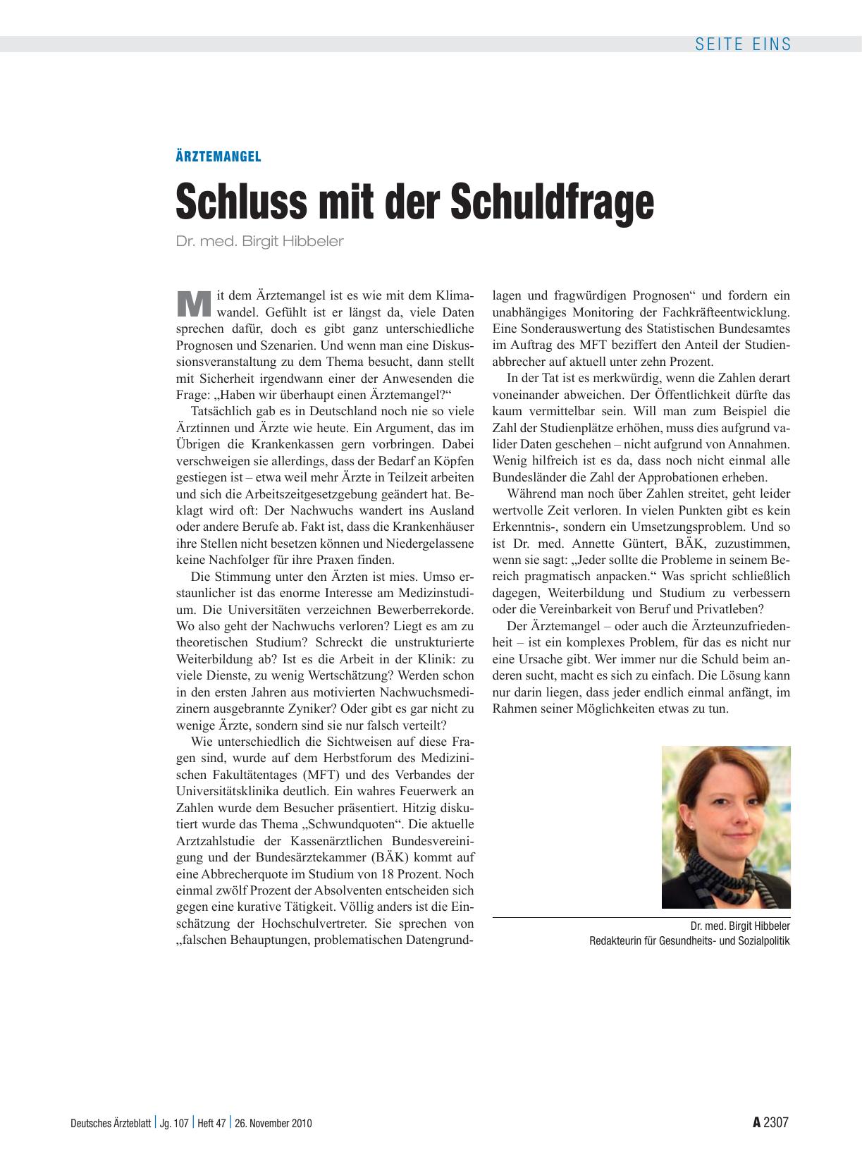 Vorschauseite 1: Ärztemangel: Schluss mit der Schuldfrage