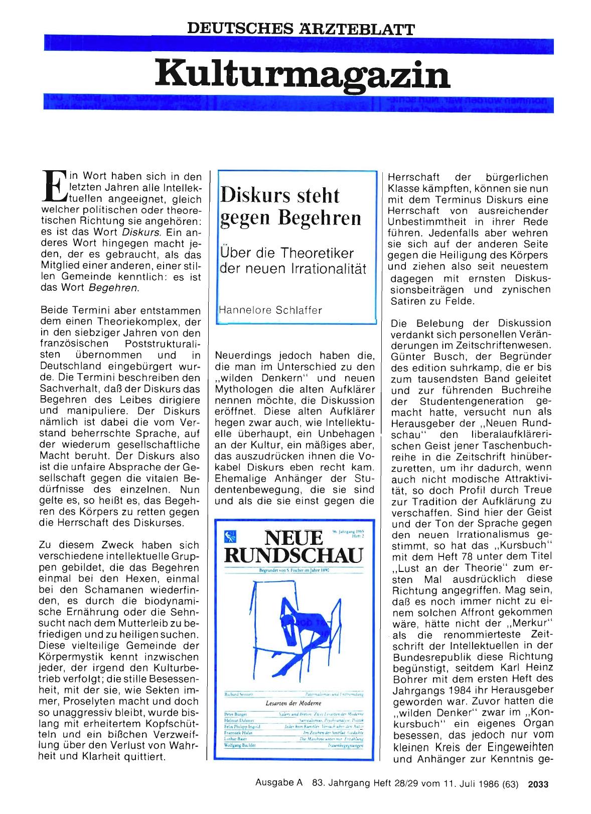 Vorschauseite 1: Diskurs steht gegen Begehren
