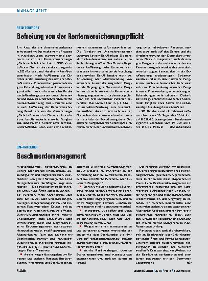 Vorschauseite 1: Rechtsreport: Befreiung von der Rentenversicherungspflicht