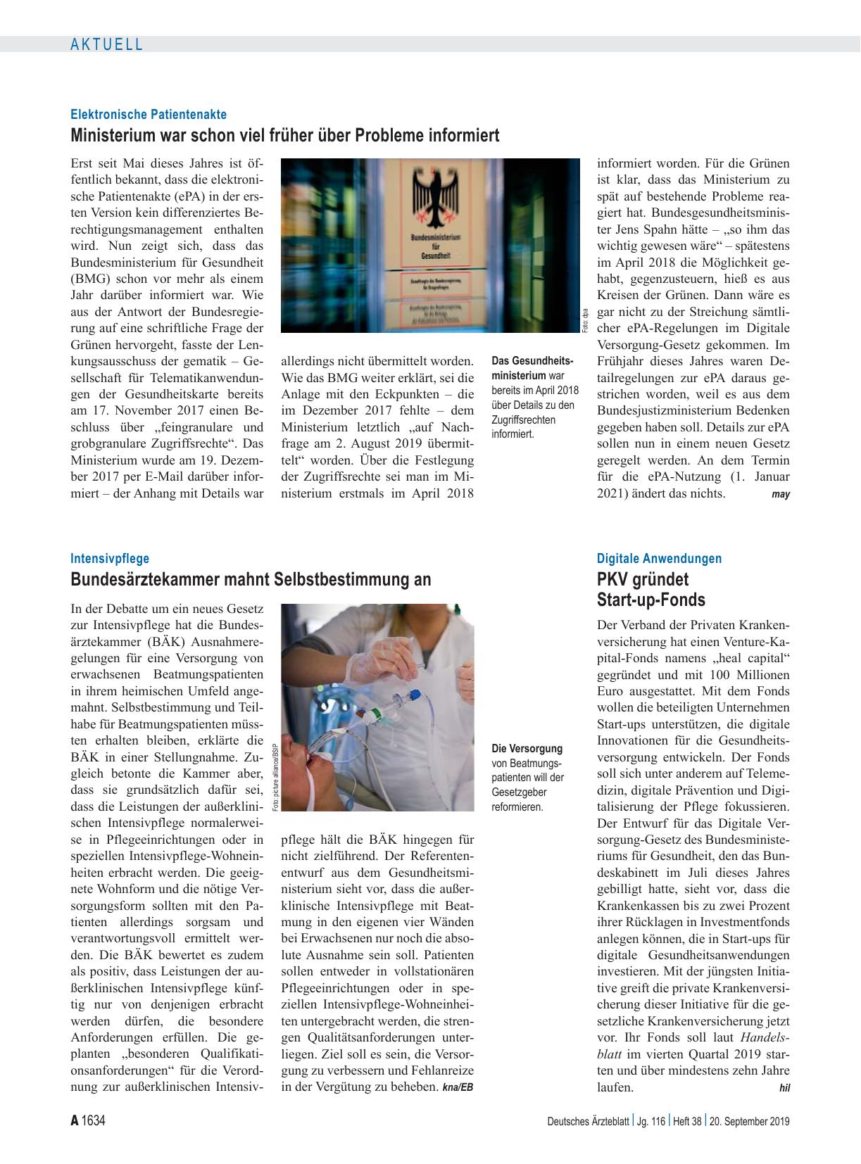 Vorschauseite 1: Elektronische Patientenakte: Ministerium war schon viel früher über Probleme informiert