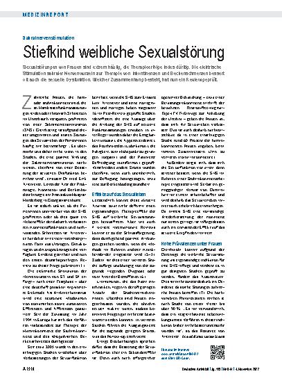 Vorschauseite 1: Sakralnervenstimulation: Stiefkind weibliche Sexualstörung