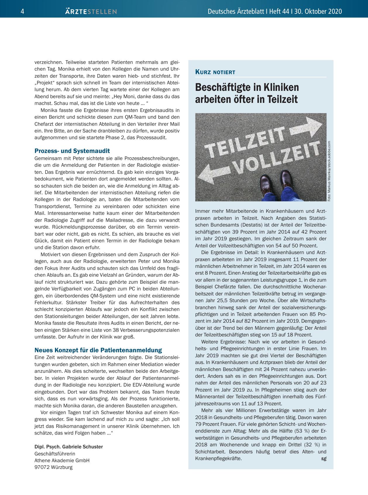 Vorschauseite 1: Beschäftigte in Kliniken arbeiten öfter in Teilzeit