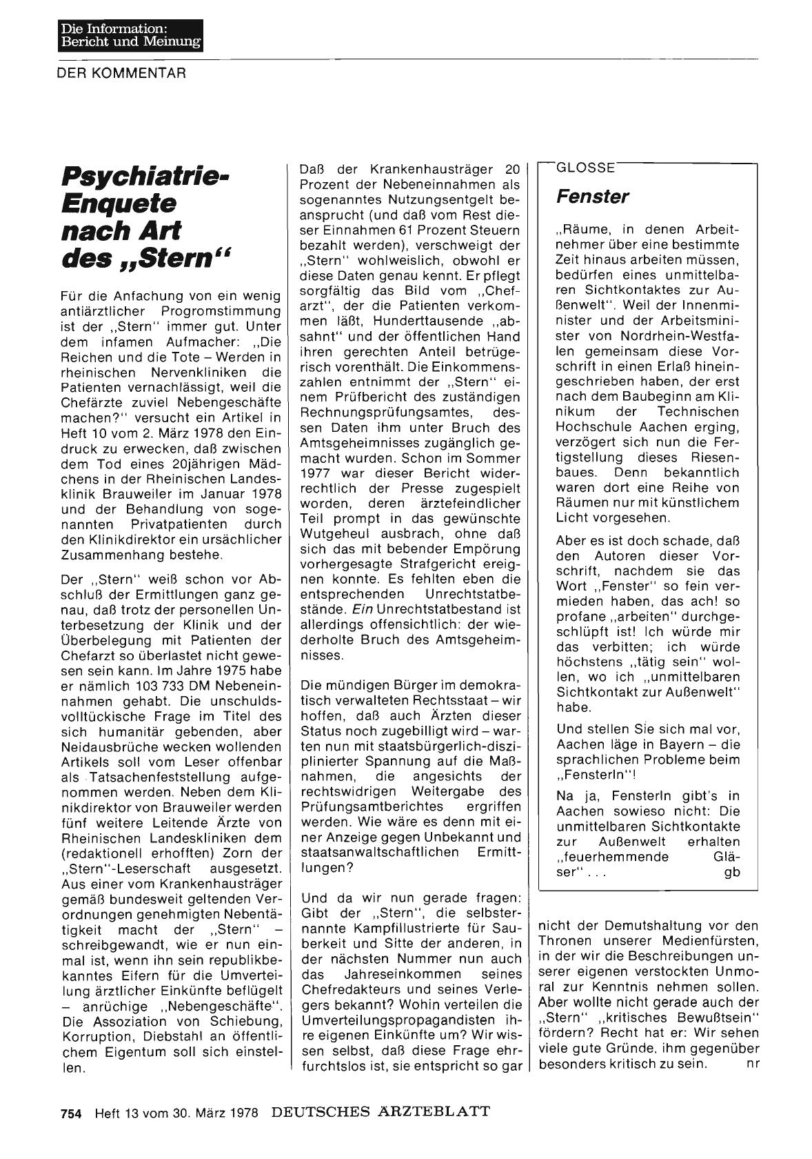 Vorschauseite 1: Psychiatrie-Enquete nach Art des „Stern“