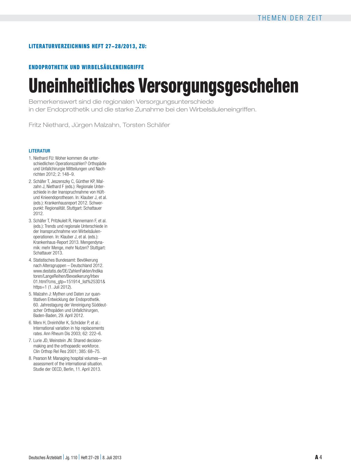 Vorschauseite 4: Endoprothetik und Wirbelsäuleneingriffe: Uneinheitliches Versorgungsgeschehen