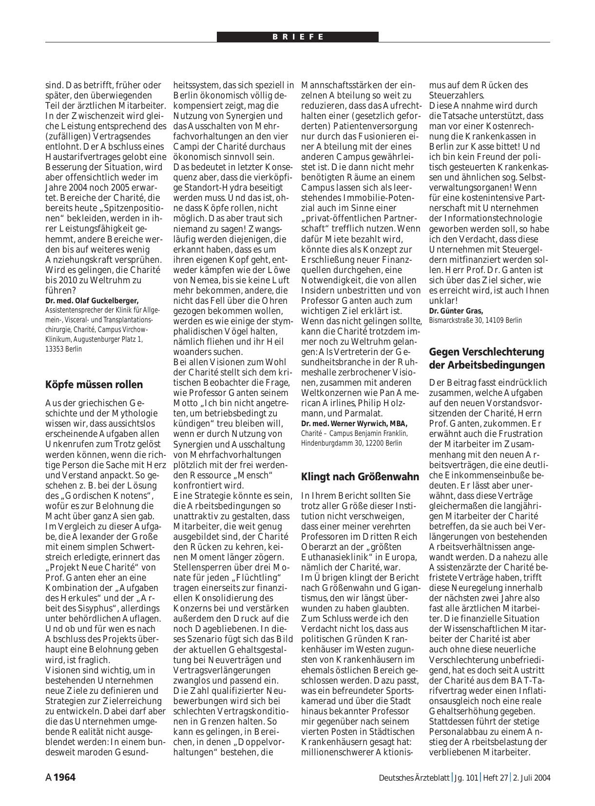 Vorschauseite 1: Charité: Köpfe müssen rollen