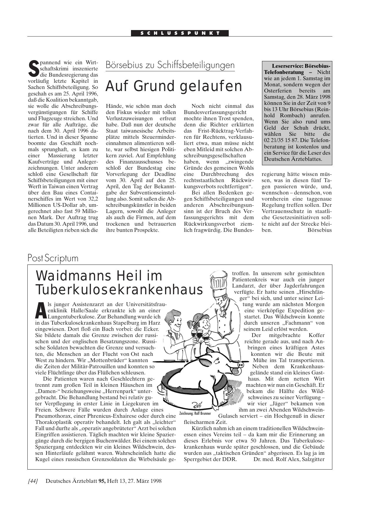 Vorschauseite 1: Leserservice: Börsebius-Telefonberatung