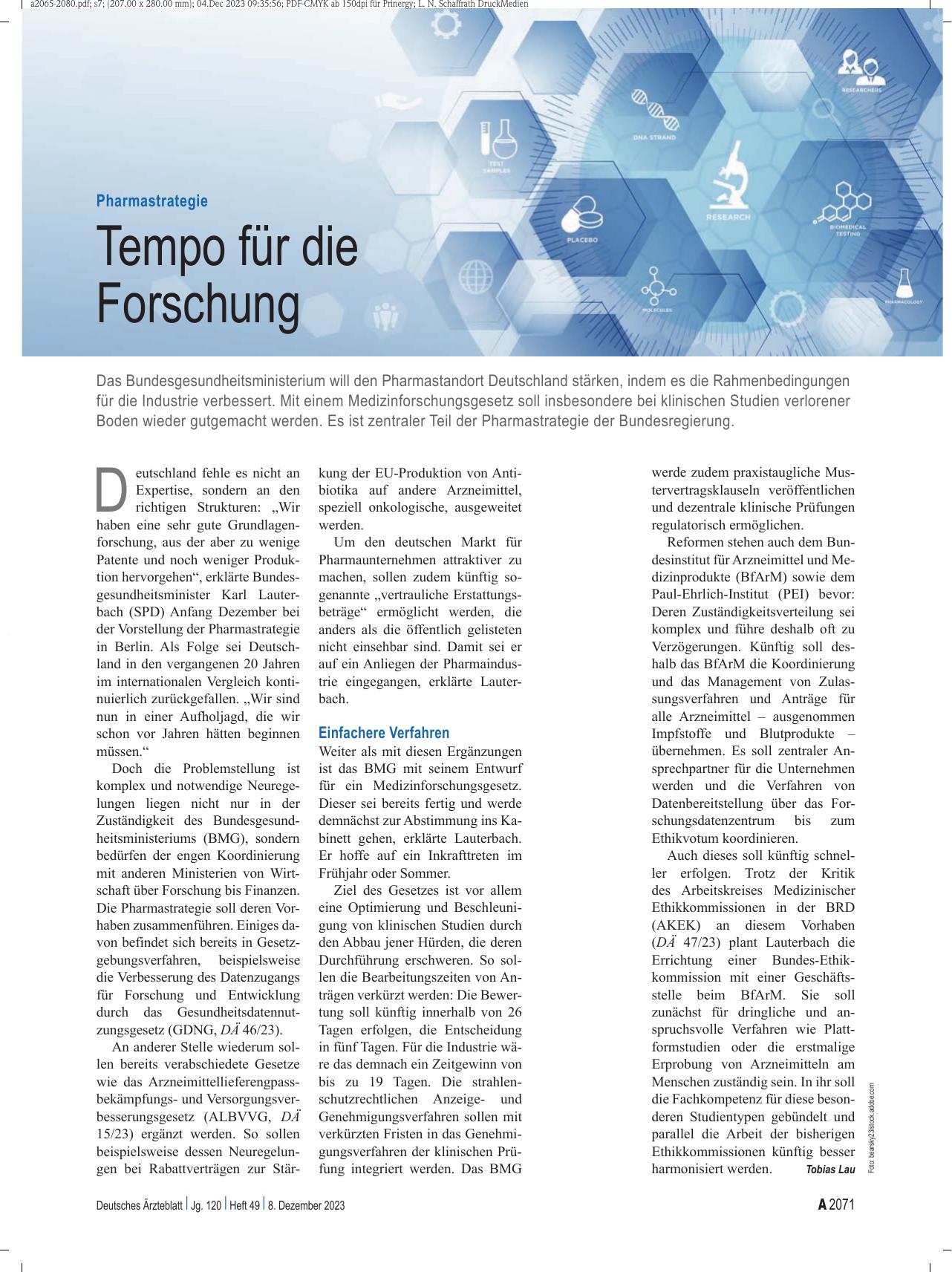 Vorschauseite 1: Pharmastrategie: Tempo für die Forschung
