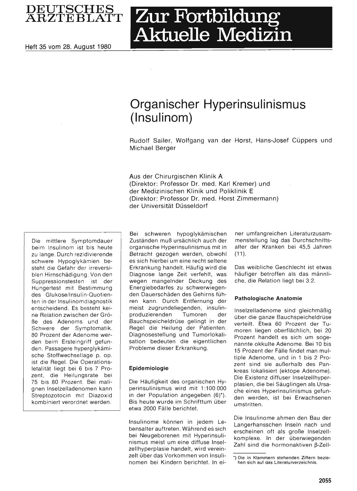 Vorschauseite 1: Organischer Hyperinsulinismus (Insulinom)